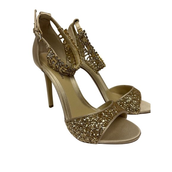 Monique Lhulillier Shoes - Monique Lhulillier Women's Heels Gold Crystal Embellished Stiletto EU 37 6.5 NEW